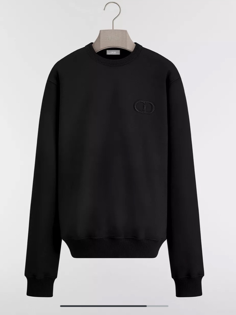 Dior Men's Black Crewneck Sweatshirt with Embossed Logo